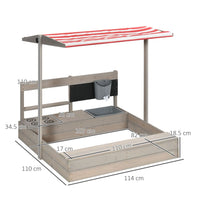 Outsunny Kids Wooden Sandbox with Canopy Kitchen Toys Seat Storage for Outdoor