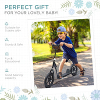 HOMCOM Push Scooter Teen Kids Stunt Bike Ride On with 12 inch EVA Tyres Black