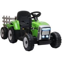 HOMCOM Ride on Tractor with Detachable Trailer Remote Control Music GREEN