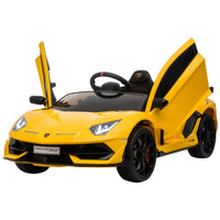 Lamborghini SVJ 12V Ride-On Car with Lights Music Remote 3-8 Yrs YELLOW