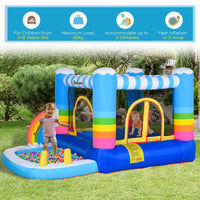 Outsunny Kids Bouncy Castle with Pool Outdoor Trampoline with Net Blower 3-8 Yrs