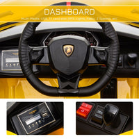 Lamborghini SVJ 12V Ride-On Car with Lights Music Remote 3-8 Yrs YELLOW