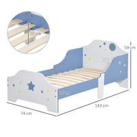 HOMCOM Kids Star Balloon Single Bed Frame Guardrails Slats Bedroom Furniture