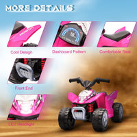 HOMCOM Honda Licensed Kids Electric Quad Bike 6V ATV Ride On 18-36 Months PINK