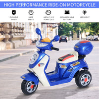 HOMCOM Electric Ride on Toy Car Kids Motorbike Children Battery Tricycle BLUE