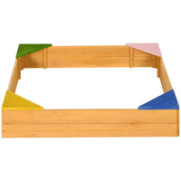 Outsunny Kids Wooden Sand Pit Sandbox with Seats for Gardens Playgrounds