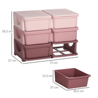 HOMCOM Kids Storage Unit Toy Box Vertical Dresser with Six Drawers Pink
