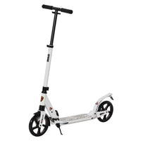 HOMCOM Kick Scooter Folding 2 Big Wheels Adjustable  Adult Teens For 14+ White