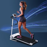 HOMCOM 1-10Km/h Folding Treadmill Home Running Fitness Machine Safety Stopper