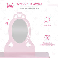 HOMCOM Kids Vanity Table & Stool Girls Dressing Set Make Up Desk with Mirror