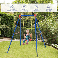 Metal Swing Set w/ Adjustable Rope A-Frame Stand Outdoor Playset Outsunny
