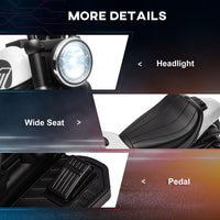 HOMCOM 6V Electric Motorbike with Training Wheels Toddler One-Button Start WHITE