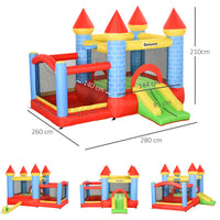 Outsunny Bouncy Castle with Slide Pool 4 in 1 composition with Blower