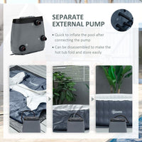 Outsunny Round Inflatable Hot Tub Bubble Spa Pool 4-6 Person with Pump Cover DARK BLUE