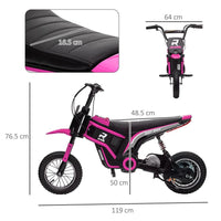 HOMCOM 24V Kids Electric Motorbike with Twist Grip Throttle Music Horn Pink