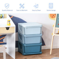 HOMCOM Kids Storage Units with Drawers 3 Tier Chest Vertical Dresser Tower BLUE
