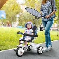 HOMCOM 6 in 1 Kids Tricycle with Removable Handle for 1.5 year Blue