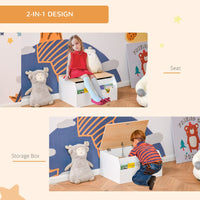 HOMCOM Wooden Kids Toy Box Children Storage Chest Organiser Book Slot White