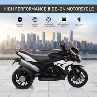 HOMCOM Kids Electric Motorcycle Ride-On Toy Vehicle 6V Battery Music Horn Lights BLACK