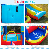 Outsunny Kids Bouncy Castle with Slide Pool Trampoline Climbing Wall with Blower