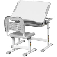 HOMCOM Kids Desk and Chair Set Adjustable Tiltable with Drawer Pen Slot Hook WHITE