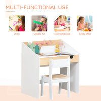 HOMCOM Two-Piece Kids Desk and Chair Set Children Study Table with Storage