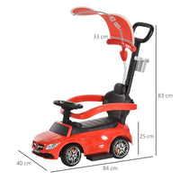 HOMCOM 3 in 1 Ride on Push Car for Toddlers Stroller Sliding Car Toy 1-3 Years