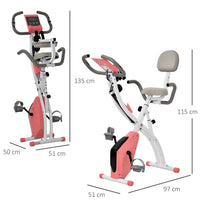 HOMCOM 2-In-1 Upright Exercise Bike 8-Level Adjustable with Pulse Sensor Pink