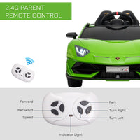 Lamborghini SVJ 12V Ride-On Car with Lights Music Remote 3-8 Yrs GREEN
