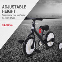 HOMCOM Kids Balance Training Bike Toy with Stabilizers For Child 2-5 Years Black