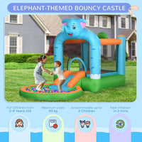 Outsunny 4 in 1 Bouncy Castle Inflatable Elephant Themed Water Park for 3-8 Years