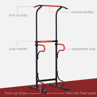 HOMCOM Steel Multi-Use Exercise Power Tower Station Adjustable Height with Grips