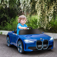 BMW i4 Licensed 12V Kids Electric Ride-On Car with Remote Control BLUE