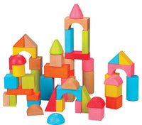 Lelin 50 Blocks Wooden Building Shape Construction Blocks For Children Toddler Kids