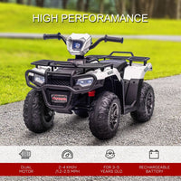 HOMCOM 12V Electric Quad Bike for Kids with LED Headlights Music WHITE