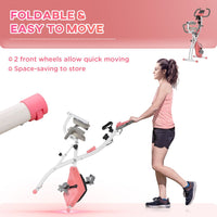 HOMCOM 2-In-1 Upright Exercise Bike 8-Level Adjustable with Pulse Sensor Pink