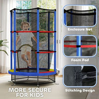 HOMCOM Kids Trampoline Mini Bouncer w/ Enclosure Net for 3-6 Years