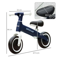AIYAPLAY Baby Balance Bike Children Bike Adjustable Seat Wide Wheels Blue
