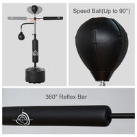 HOMCOM 3-in-1 Boxing Punching Bag with Stand with 2 Speedballs 360 Relax Bar