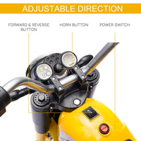 HOMCOM Kids 6V Electric Motorcycle Ride-On Toy Battery 18 - 36 Months Yellow
