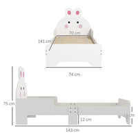 ZONEKIZ Toddler Bed Kids Bedroom Furniture Rabbit Design White