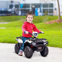 HOMCOM 12V Electric Quad Bike for Kids with LED Headlights Music WHITE