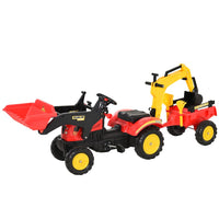 HOMCOM Pedal Powered Tractor Ride-On Car Moving Bucket Steering Wheel 3-6 Yrs