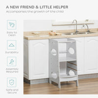 Kids Step Stool Toddler Kitchen Stool with Adjustable Standing Platform GREY