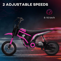 HOMCOM 24V Kids Electric Motorbike with Twist Grip Throttle Music Horn Pink