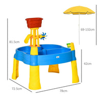 HOMCOM 2 in 1 Sand and Water Table for 18+ Months Kids Outdoor Beach Garden