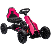 HOMCOM Children Pedal Go Kart with Adjustable Seat Handbrake PINK