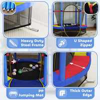 HOMCOM Kids Trampoline Mini Bouncer w/ Enclosure Net for 3-6 Years