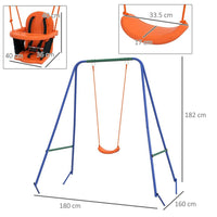 Outsunny Garden Swing Set for Toddlers Kids with Seats Safety Belt Orange