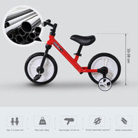 HOMCOM Kids Balance Training Bike Toy with Stabilizers For Child 2-5 Years Red